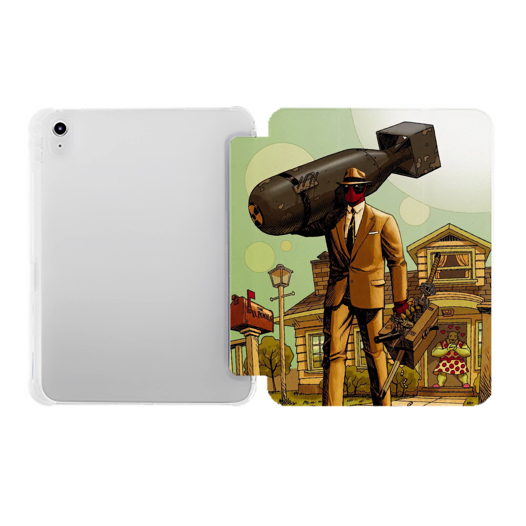 （画像用） Deadpool デッドプール IPad ケース ペン収納付き 三つ折りスタンド PUレザー×シリコン 対応機種9.5/10.5/10.9インチ